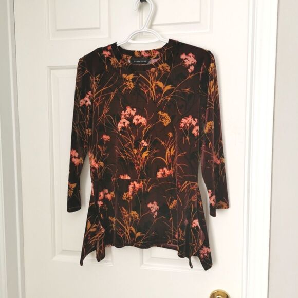 Ivanka Trump velvet peplum longsleeve top size S - Picture 1 of 4